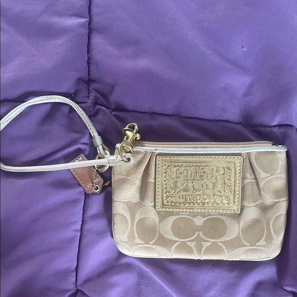 Coach Tan Clutch with Signature Monogram
